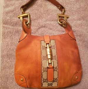 Authentic suede Gucci shoulder bag